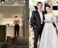 Midu khoe tấm lưng trần vạm vỡ của ông xã khiến dân tình xuýt xoa, thiếu gia Minh Đạt như bước ra từ tiểu thuyết