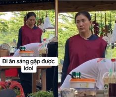 Người qua đường bắt gặp Nguyệt Ánh Cổng Mặt Trời đang bán bún, thần sắc mệt mỏi khác xa hình ảnh long lanh thường thấy