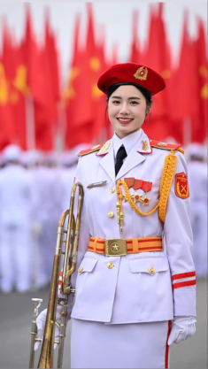 Nữ chiến sĩ Quân nhạc quê Bắc Giang đang gây sốt trong khối diễu binh 30/4 là ai?