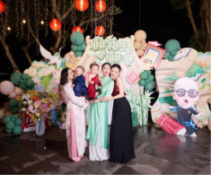Phương Oanh dọn tiệc thôi nôi hoành tráng cho cặp song sinh, chuẩn dáng “phu nhân cá mập” với bộ trang sức kim cương