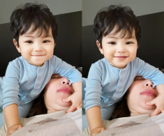 Quỳnh Thư trêu con trai “già chát”, quý tử gần 1 tuổi xinh như con lai, mái tóc xoăn tự nhiên không tốn tiền uốn