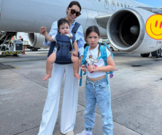Siêu mẫu Hà Anh đưa gia đình đi du lịch nhưng bị lùi chuyến hơn 6 tiếng, phải chăm con nhỏ ngay tại sân bay