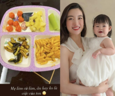 Trái ngược con sao Việt ăn dặm: Ái nữ Đỗ Mỹ Linh khiến mẹ “nổi quạu”, bé khác ngấu nghiến ăn không kịp bón