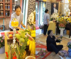 Vợ Quý Bình sắp xếp thuyền bè tại biển Cần Giờ để làm lễ thuỷ táng cho chồng, mẹ ruột đến cúng cho con trai