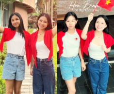 Con gái Hoa hậu Thùy Lâm trổ mã cao lớn phổng phao, bị góp ý vì diện trang phục ngắn khi thể hiện lòng yêu nước
