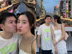 Vợ chồng Đỗ Mỹ Linh trốn con hẹn hò “sến súa” ở Nhật, nàng hậu đi cạnh chồng luôn mang giày bệt