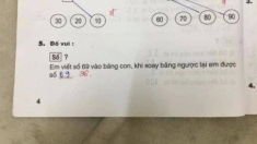 “Xoay ngược số 69 được số nào?”, bài toán tiểu học gây tranh cãi, học sinh đưa đáp án 69, giáo viên sửa lại 96