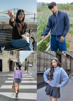 Áo len sợi souffle của UNIQLO nổi bật giữa khung cảnh trời thu từ Âu đến Á 