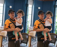 Con trai Trường Giang sở hữu mái tóc xoăn dài như lai Tây, giản dị giống hệt bố danh hài