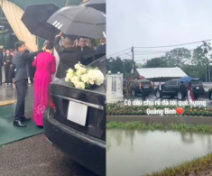 Đỗ Thị Hà và thiếu gia Viết Vương đội mưa làm lễ thành hôn, rạp cưới lớn nhất Quảng Trị bị rách do bão