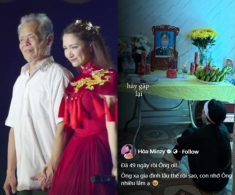 Hòa Minzy nghẹn ngào trong lễ cúng 49 ngày mất của ông nội là Thiếu tá quân đội, xót xa khi nghe tin lũ lớn ở Bắc Ninh