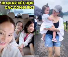 Lan Phương tranh thủ từng phút để chăm 2 con khi đi quay phim, có bảo mẫu theo sát giúp đỡ