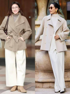 So với áo khoác dài, kiểu áo khoác này phối với quần ống rộng “đỉnh chóp” hơn hẳn lại kéo chân dài cả mét